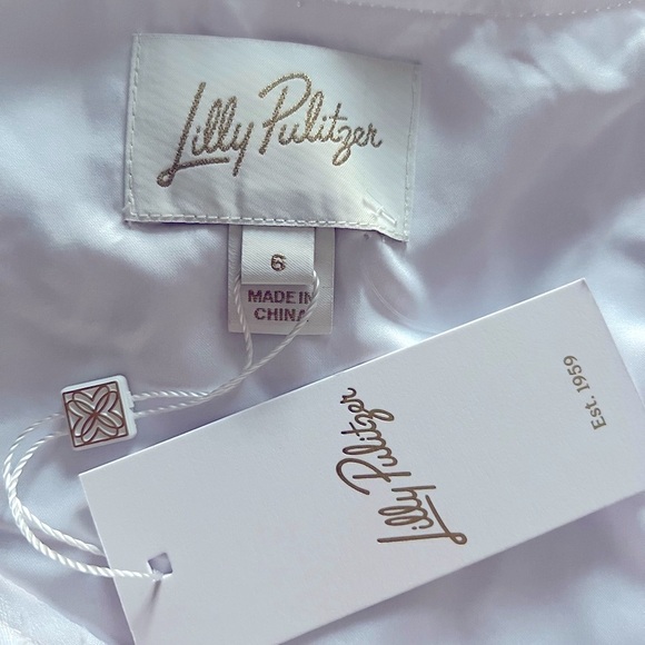 NWT, Lilly Pulitzer White Long Sleeve Dress size 6 - Picture 4 of 4